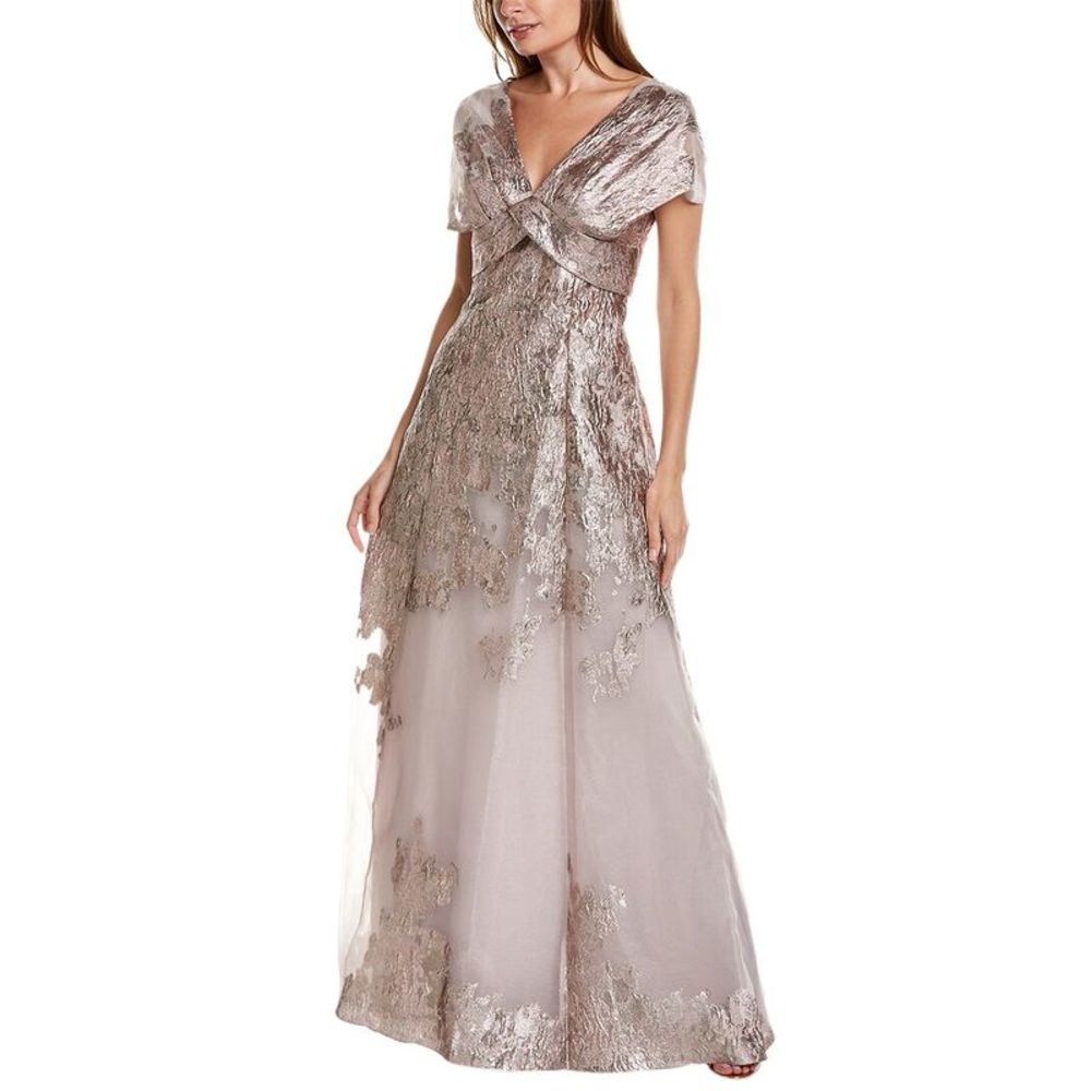 Rose Gold Lace-Embellished Maxi Dress